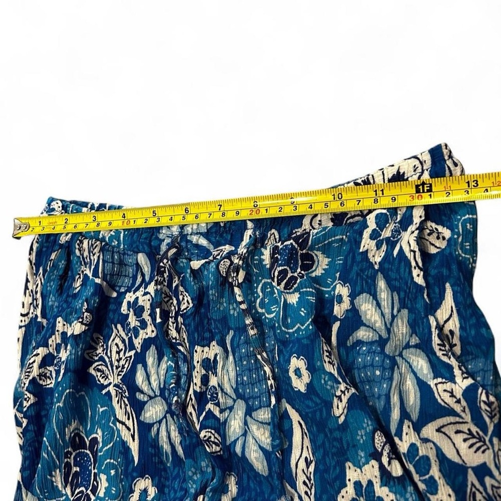 Blue Floral Two-Piece Set Womens Large Top & Small Pants Resort Beach Pool - Picture 7 of 8